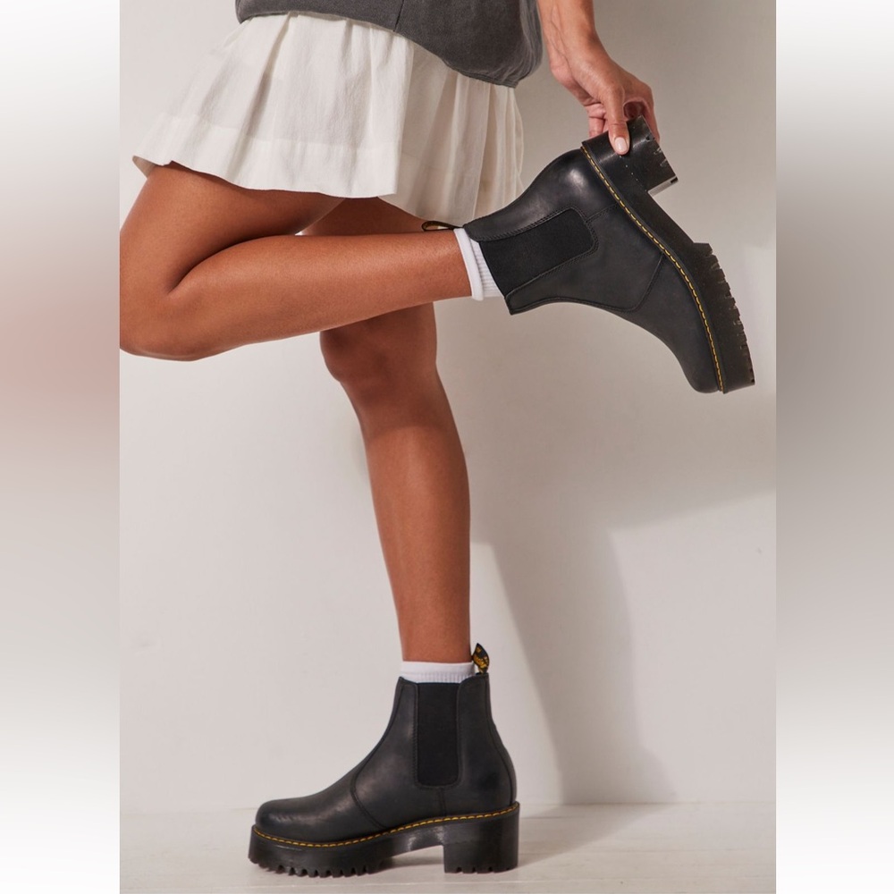 Dr. Martens Black Leather Platform Chelsea Boots